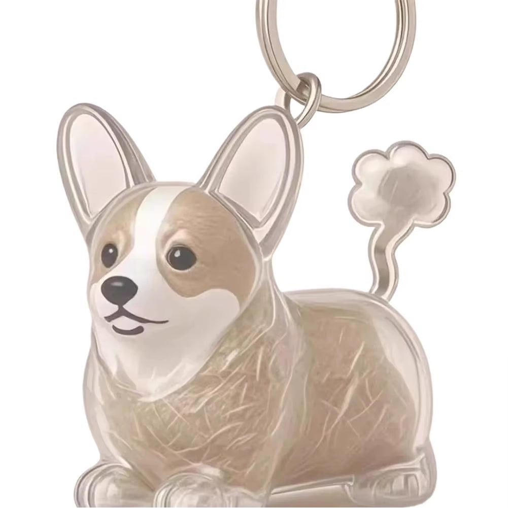 Clear Pet Hair Keychain Cute Dog Fur Keepsake Holder Creative Transparent Pet Hair Memorial Collection Pendant for Dog/Cat