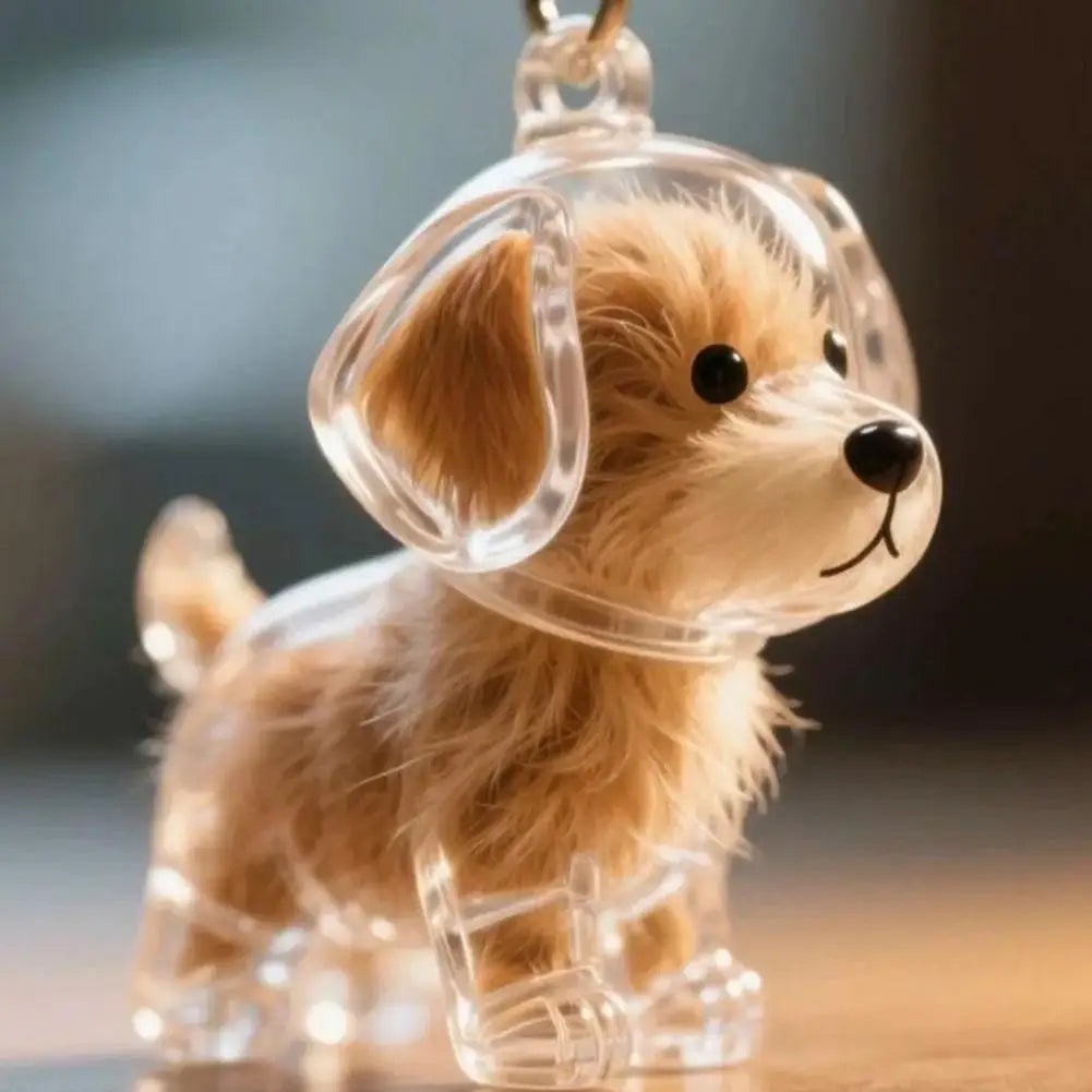Clear Pet Hair Keychain Cute Dog Fur Keepsake Holder Creative Transparent Pet Hair Memorial Collection Pendant for Dog/Cat