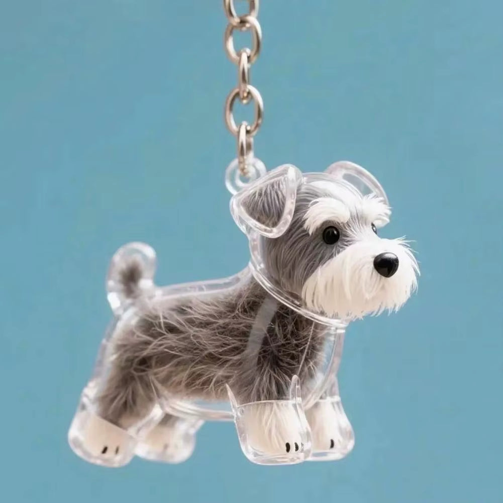 Clear Pet Hair Keychain Cute Dog Fur Keepsake Holder Creative Transparent Pet Hair Memorial Collection Pendant for Dog/Cat